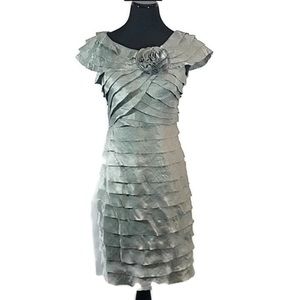 Silver formal sheath dress with Floral Decal!!